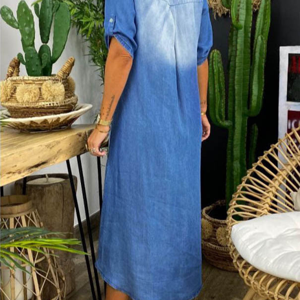 Modiva™ | Letnia Sukienka Denim z Dekoltem w Serek